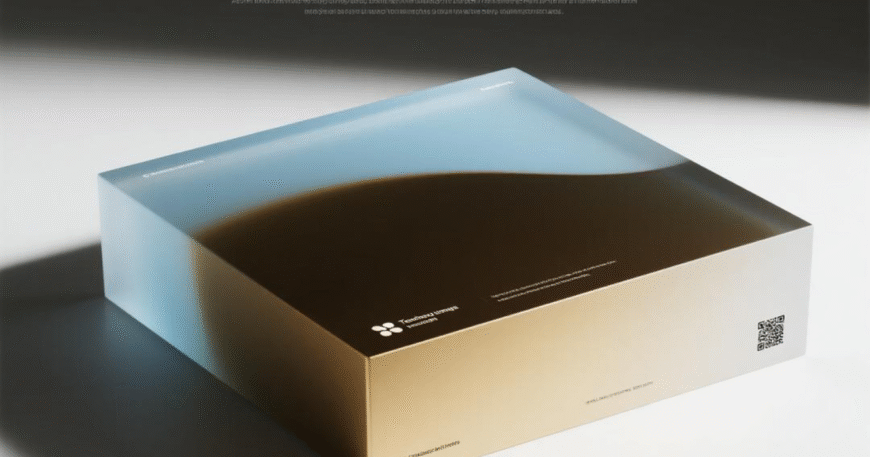 Sebuah kotak modern yang diterangi dengan warna gradasi, mewakili konsep adopsi teknologi untuk transformasi bisnis.